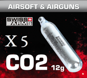 5 CARTOUCHES SPARCLETTES CO2 12G SWISS ARMS CYBERGUN