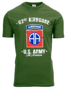 TEE SHIRT VERT MANCHES COURTES 82ND AIRBORNE * US ARMY * " ALL AMERICAN "