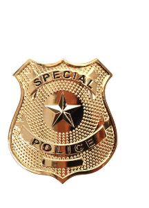 BADGE / INSIGNE ETOILE SPECIAL POLICE GOLD AVEC ATTACHE EPINGLE AIRSOFT