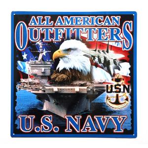 PLAQUE DECORATIVE EN METAL 36 X 36 CM ALL AMERICAN OUTFITTERS US NAVY