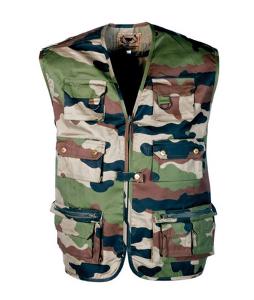 GILET VESTE REPORTER MULTIPOCHES SANS MANCHE CAMOUFLAGE WOODLAND TAILLE L
