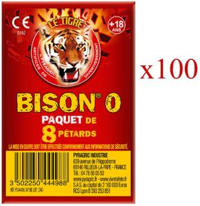 BISON 0 - BOITE DE 100 PAQUETS DE 8 PETARDS A MECHE LE TIGRE PYRAGRIC 